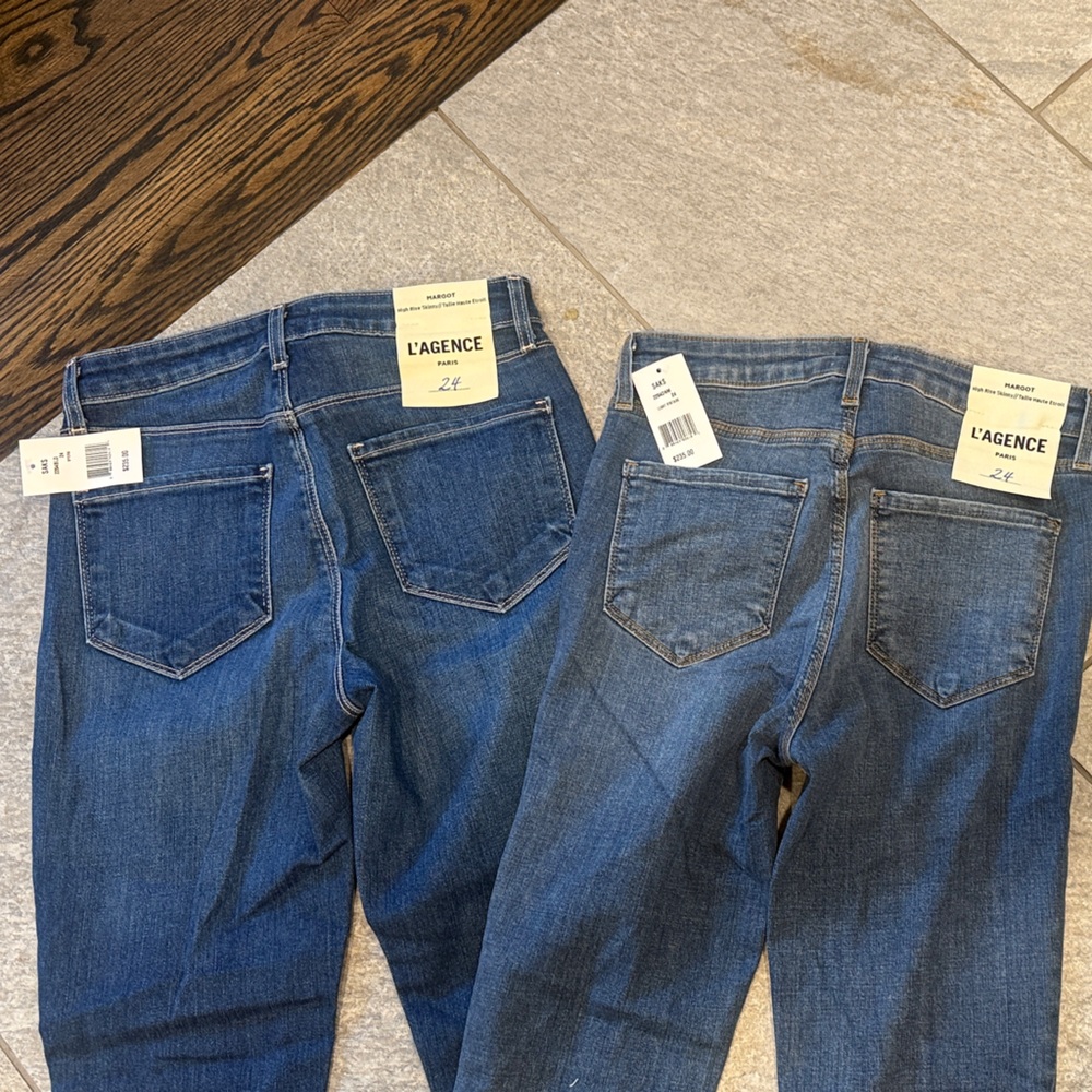 L'AGENCE Classic Blue Denim Pants 2 pairs  Margot High Rise Skinny Style